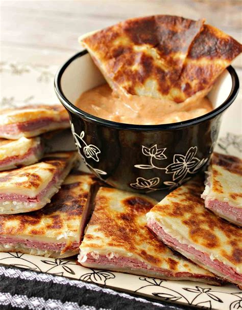 Corned Beef And Swiss Cheese Reuben Quesadillas Are A Cross Between A