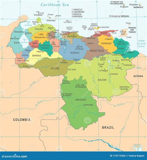 Venezuela Map Detailed Vector Illustration Stock Illustration