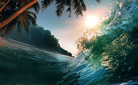 107670 4k Wallpaper Ocean 5k 8k Wave Sun Palms Mocah Hd