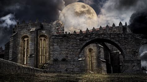 Full Moon Over Gothic Ruins