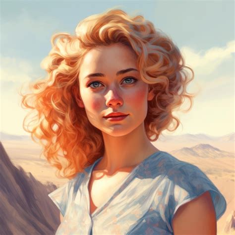 Premium Ai Image A Painting Of A Woman With Blonde Hair And Blue Eyes