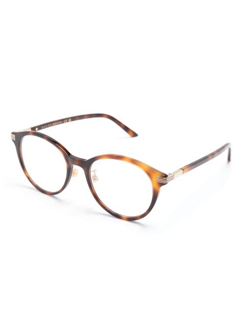 gucci eyewear round frame tortoiseshell effect glasses farfetch