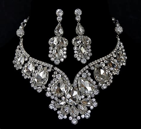 Vintage Inspired Bridal Necklace Set Swarovski Crystal