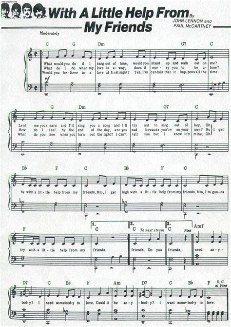 The Beatles With A Little Help From My Friends Sheet Music Pdf Free