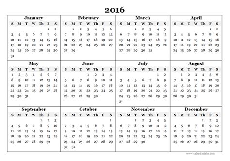 2016 Yearly Calendar Template 07 - Free Printable Templates
