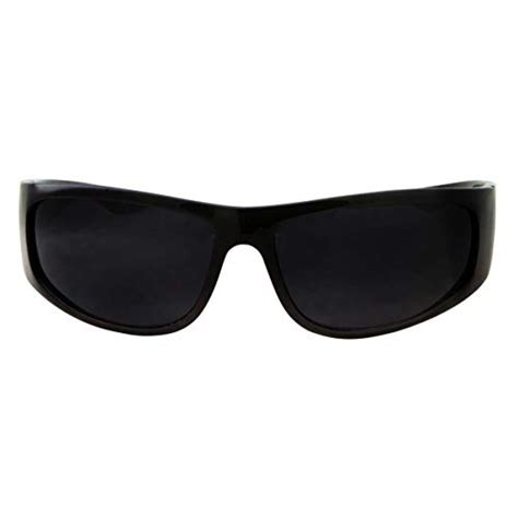 Super Dark Lens Black Sunglasses Biker Style Rider Wrap Around Frame Black Pricepulse