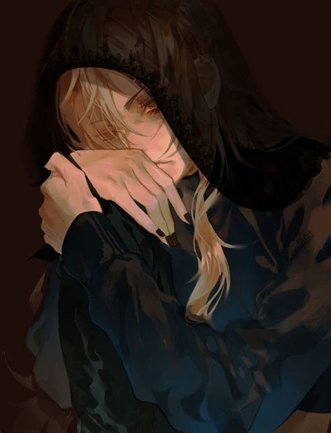A Painting Of A Woman With Long Hair Covering Her Face And Neck