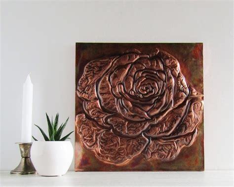 Rose Embossed Copper Wall Art Floral Decor The Copper Celt Copper