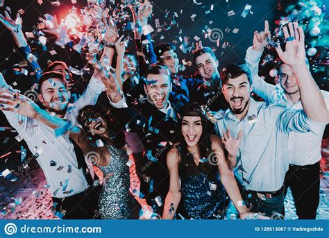 Smiling People Celebrating New Year On Party. Stock Image - Image of suit, event: 128513067