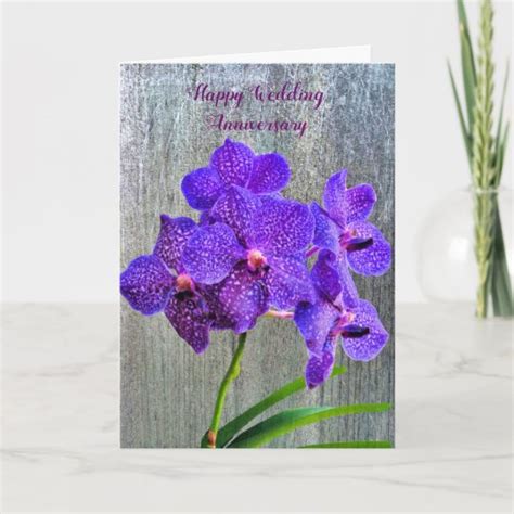 Wedding Anniversary Card With Purple Orchids Zazzleca