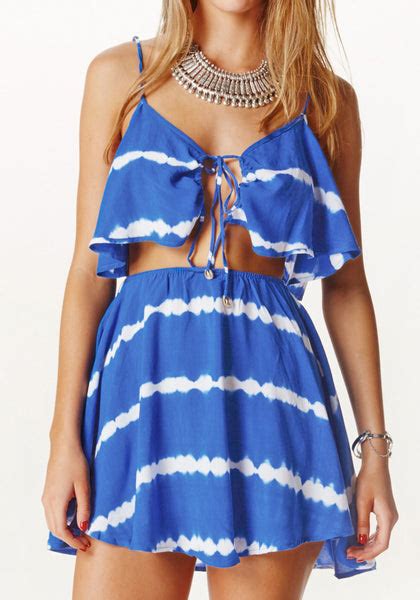 Blue Tie Dye Mini Dress Lookbook Store
