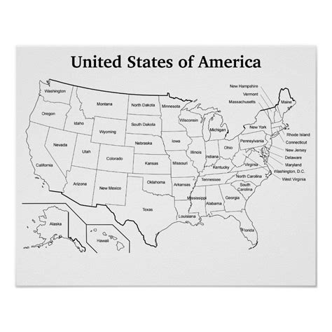 This Large Format Blank United States Map Features The Outlines Of All