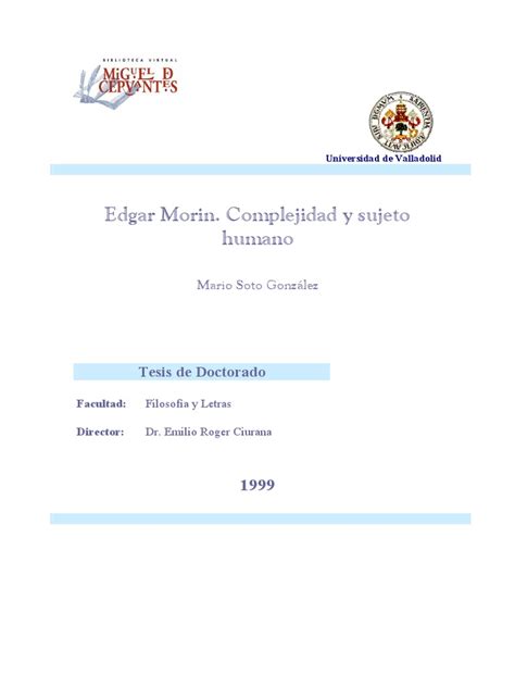 Edgar Morin Complejidad Y Sujeto Humano 0pdf