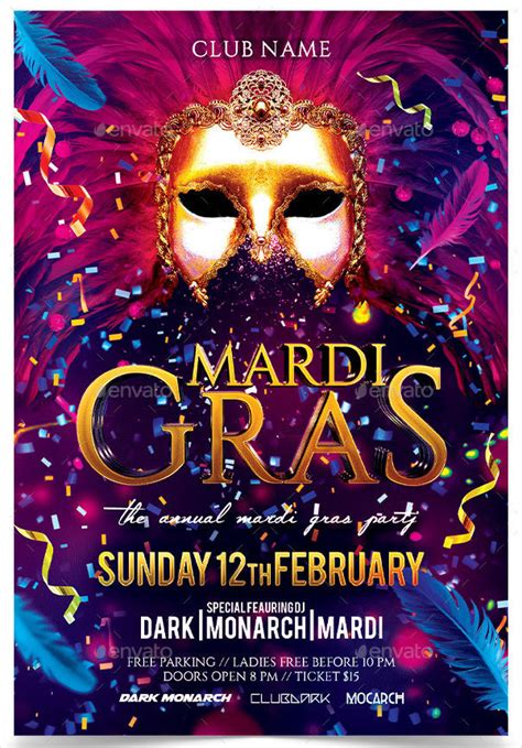 27 Mardi Gras Party Flyer Templates Free And Premium Download