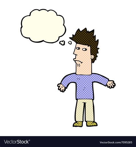 Cartoon Confused Man With Thought Bubble Vector Image