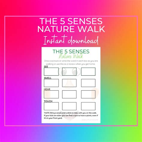 The Five Senses Nature Walk Nature Scavenger Hunt Outdoor Etsy