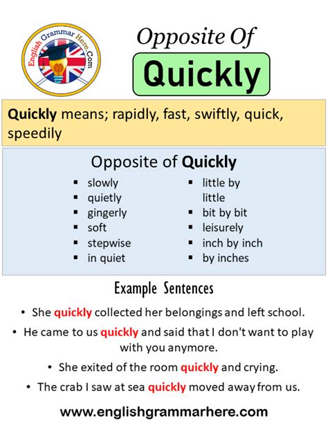 Opposite Of Quickly, Antonyms of Quickly, Meaning and Example Sentences ...