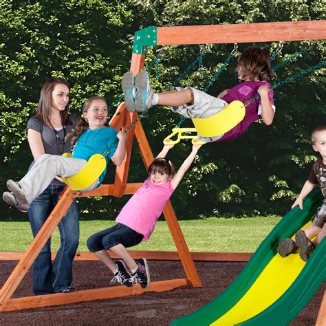 Backyard Discovery Somerset Wood Swing Set With Fort And Sandbox