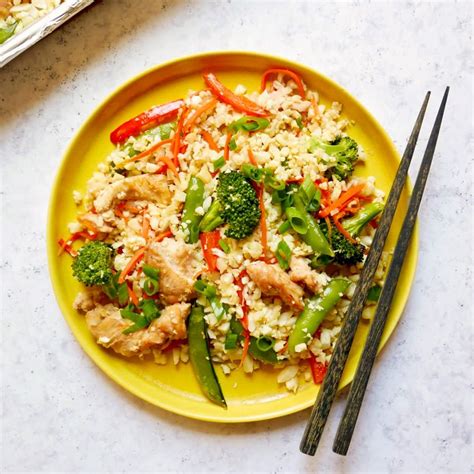 Check out my pan fried chicken recipe that is only 3 ingredients and takes very little time to make. Sheet pan fried cauliflower rice with chicken | Recipe in ...