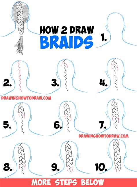 And there are tons of ways how to draw hair, so don't feel like you absolutely have to draw it like that How to Draw Braids with Easy Step by Step Drawing Tutorial ...