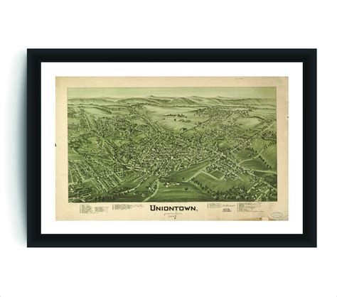 Vintage Uniontown Pa Map Antique Map Vintage Wall Art Etsy
