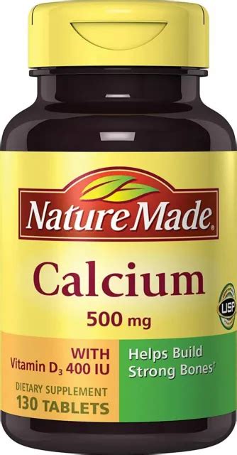 Nature Made Calcium With Vitamin D3 Tablets Dietary Supplement 500mg