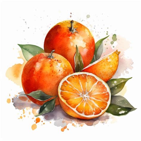 Premium Ai Image Watercolor Illustration Of Some Oranges