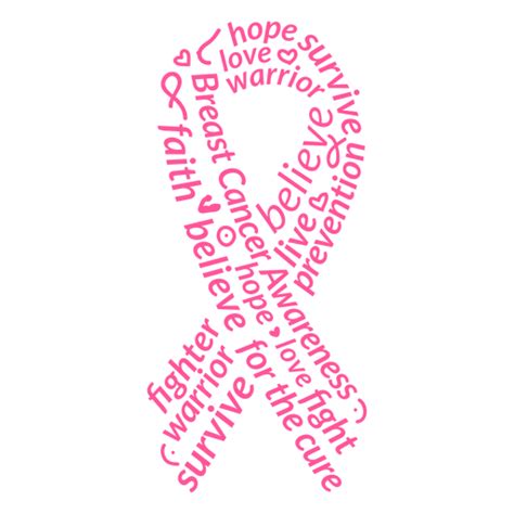 Breast Cancer Words Ribbon Symbol Png And Svg Design For T Shirts
