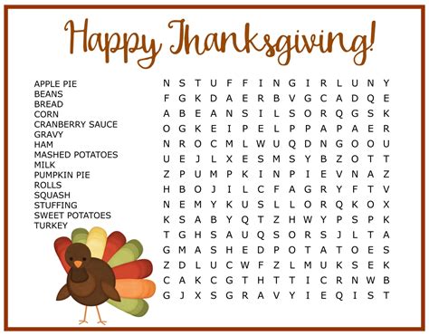 10 Best Printable Thanksgiving Word Search Challenging