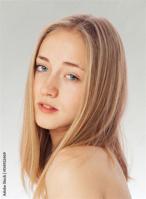 Beauty Shoot Of A Young Pretty Girl Nude Blue Eyes Blond Hair Wearing No Make Up In Her