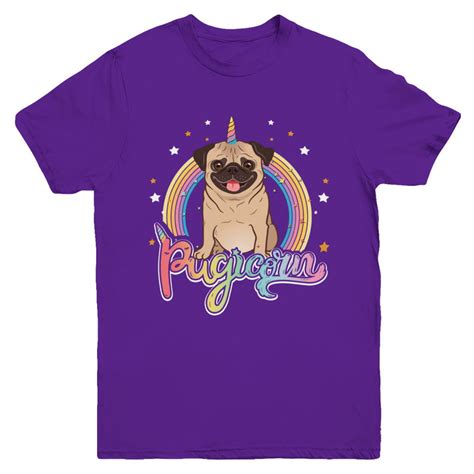 Rainbow Pugicorn Pug Unicorn For Kids Youth Shirt
