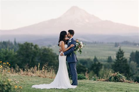 Mt Hood Organic Farms Hood River Oregon Wedding Romantic Sunset