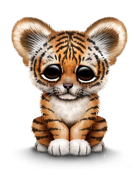 Cute Baby Tiger Cub Digital Art By Jeff Bartels