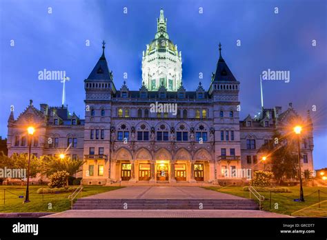 Connecticut State Capitol In Hartford On A Summer Evening The Building