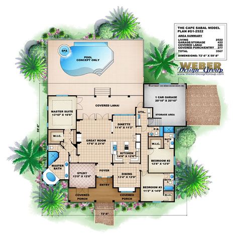 Beach House Plan Old Florida Style Home Floor Plan With Porch And Pool