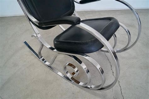 1970s Maison Jansen Chrome Hollywood Regency Rocking Chair For Sale At