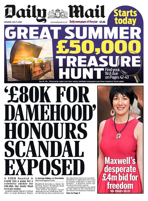 Daily Mail Front Page 11th Of July 2020 Tomorrows Papers Today