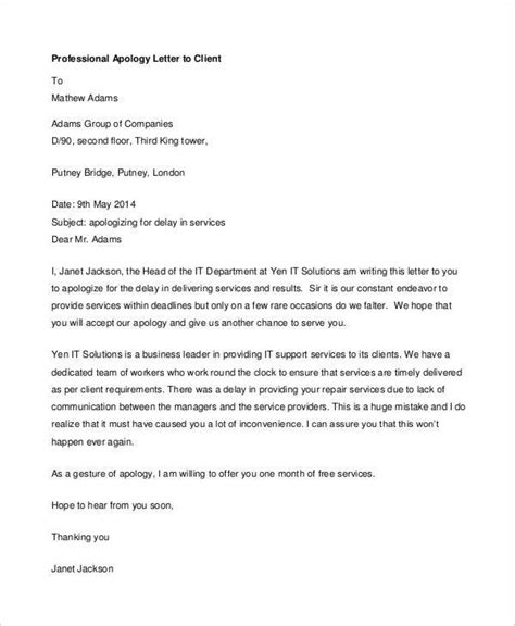 Example Of Apology Letter To Customer