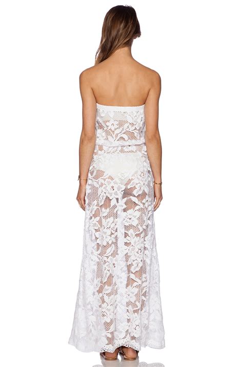 Lyst Shoshanna White Lace Strapless Maxi Dress In White