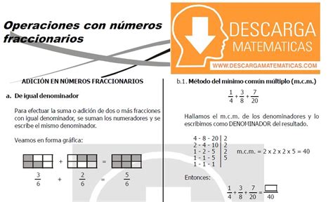 DESCARGAR OPERACIONES CON FRACCIONES PRIMERO DE SECUNDARIA Descarga