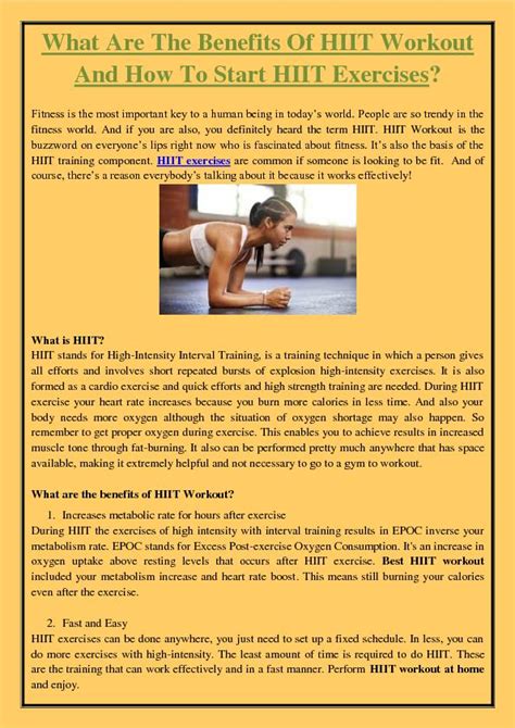 Pdf What Are The Benefits Of Hiit Workout And How To Start Hiit