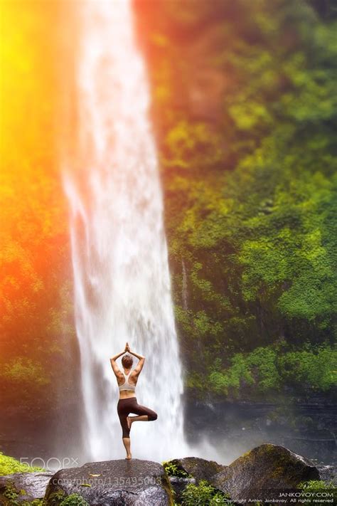 Popular On 500px Yoga At The Waterfall By Jankovoy Beautiful Waterfalls Waterfall Outdoor Yoga