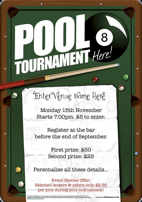 Pool Tournament Poster Promote Your Pub
