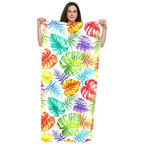 Oussum Beach Towels Tropical Leaves Pattern Handmade Comfortable Beach