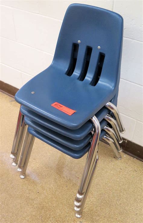 Qty 4 Metal And Blue Plastic Children Chairs Oahu Auctions