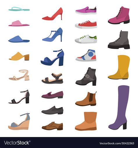 Shoes And Boots Various Types Footwear Mens Vector Image