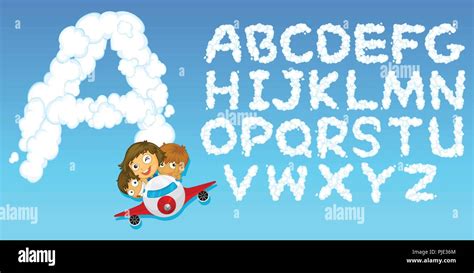 English Alphabet Cloud Font Illustration Stock Vector Image And Art Alamy