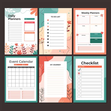 Journal Planner Template With Cute Colorful Theme 4344097 Vector Art At