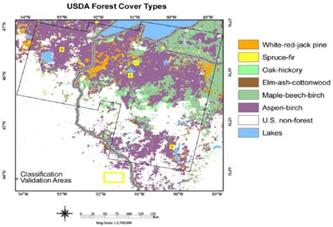 The Geographic Extent Of Forest Cover Types Throughout The Study