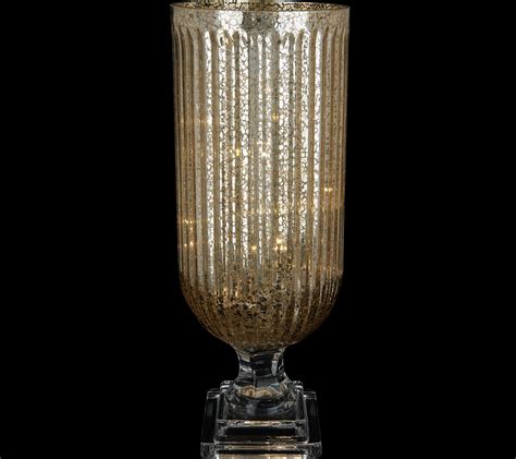 As Is Illuminated Ribbed Mercury Glass Hurricane By Valerie
